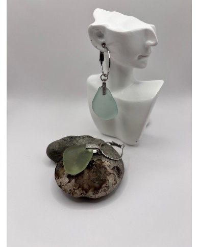 PENDIENTES ARTESANOS DE CRISTAL MARINO