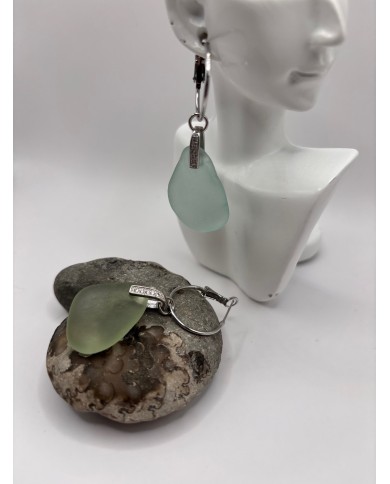 PENDIENTES ARTESANOS DE CRISTAL MARINO