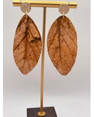 PENDIENTES ARTESANOS DE HOJA NATURAL ESQUELETIZADA