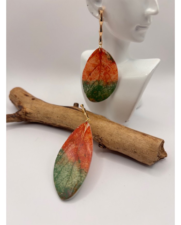PENDIENTES ARTESANOS DE HOJA NATURAL ESQUELETIZADA