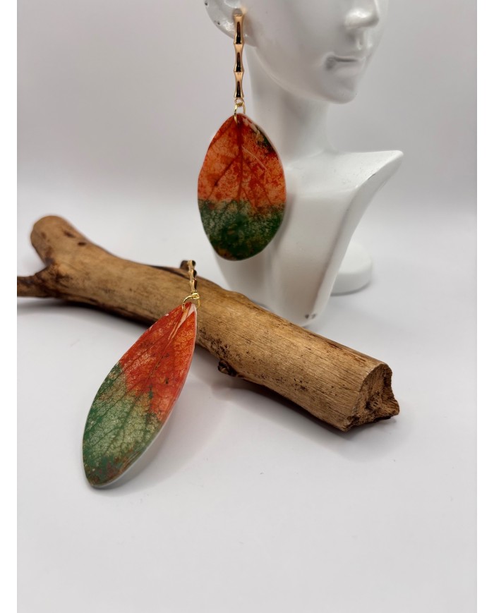 PENDIENTES ARTESANOS DE HOJA NATURAL ESQUELETIZADA