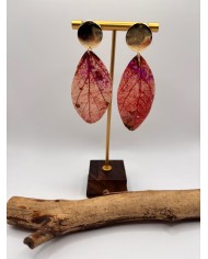 PENDIENTES ARTESANOS DE HOJA NATURAL ESQUELETIZADA
