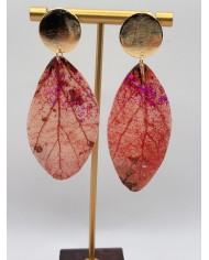 PENDIENTES ARTESANOS DE HOJA NATURAL ESQUELETIZADA