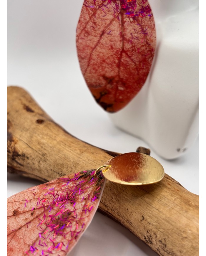 PENDIENTES ARTESANOS DE HOJA NATURAL ESQUELETIZADA