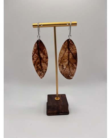 PENDIENTES ARTESANOS DE HOJA NATURAL ESQUELETIZADA