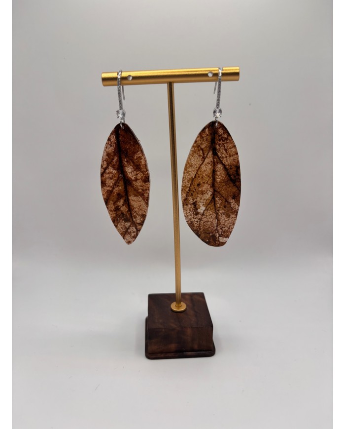 PENDIENTES ARTESANOS DE HOJA NATURAL ESQUELETIZADA