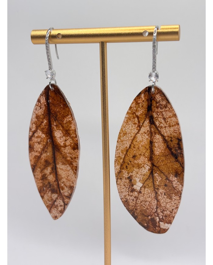PENDIENTES ARTESANOS DE HOJA NATURAL ESQUELETIZADA