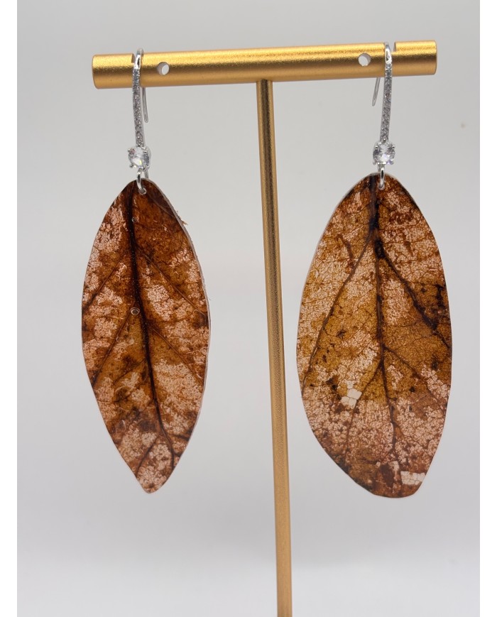 PENDIENTES ARTESANOS DE HOJA NATURAL ESQUELETIZADA
