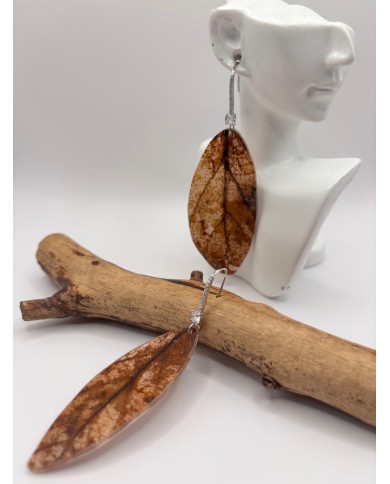 PENDIENTES ARTESANOS DE HOJA NATURAL ESQUELETIZADA