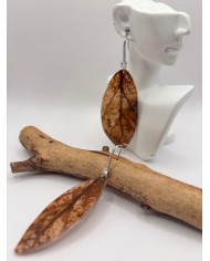 PENDIENTES ARTESANOS DE HOJA NATURAL ESQUELETIZADA