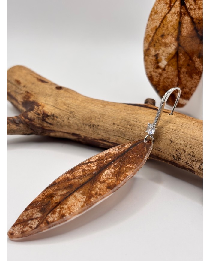 PENDIENTES ARTESANOS DE HOJA NATURAL ESQUELETIZADA