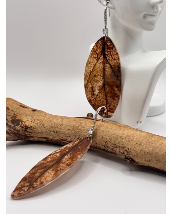 PENDIENTES ARTESANOS DE HOJA NATURAL ESQUELETIZADA