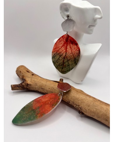 PENDIENTES ARTESANOS DE HOJA NATURAL ESQUELE