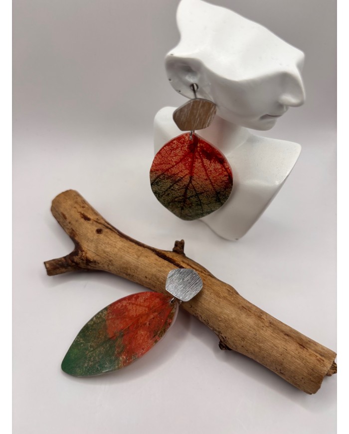 PENDIENTES ARTESANOS DE HOJA NATURAL ESQUELE