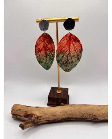 PENDIENTES ARTESANOS DE HOJA NATURAL ESQUELE
