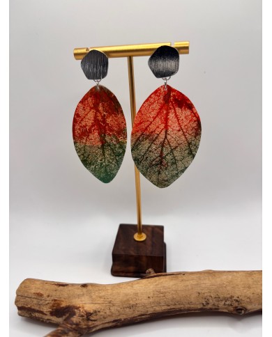PENDIENTES ARTESANOS DE HOJA NATURAL ESQUELE
