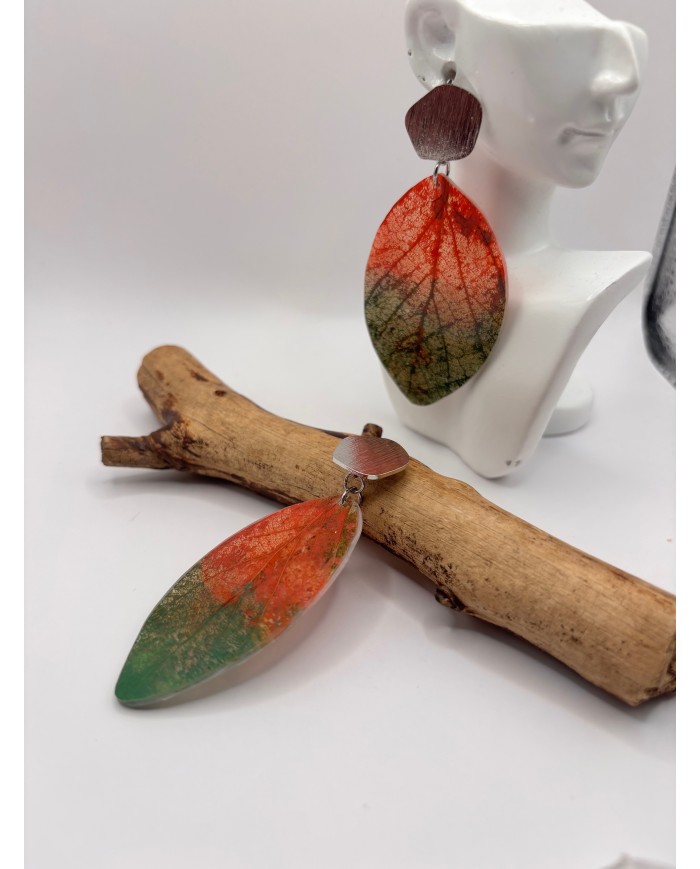 PENDIENTES ARTESANOS DE HOJA NATURAL ESQUELE
