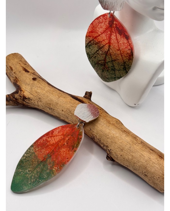 PENDIENTES ARTESANOS DE HOJA NATURAL ESQUELE