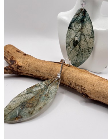 PENDIENTES ARTESANOS DE HOJA NATURAL ESQUELETIZADA