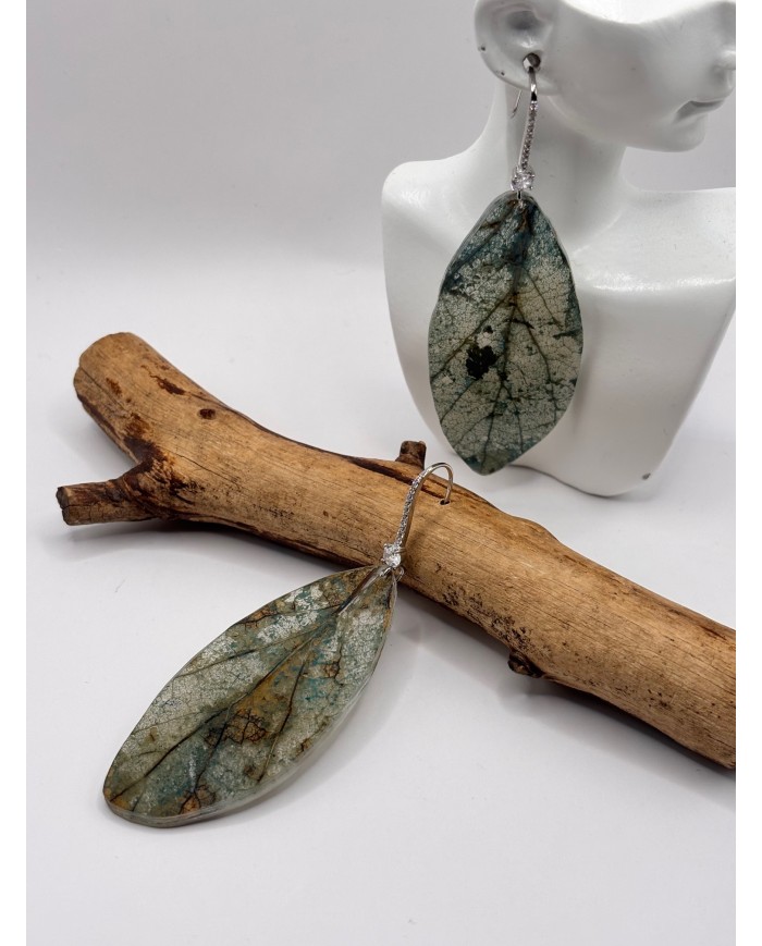 PENDIENTES ARTESANOS DE HOJA NATURAL ESQUELETIZADA