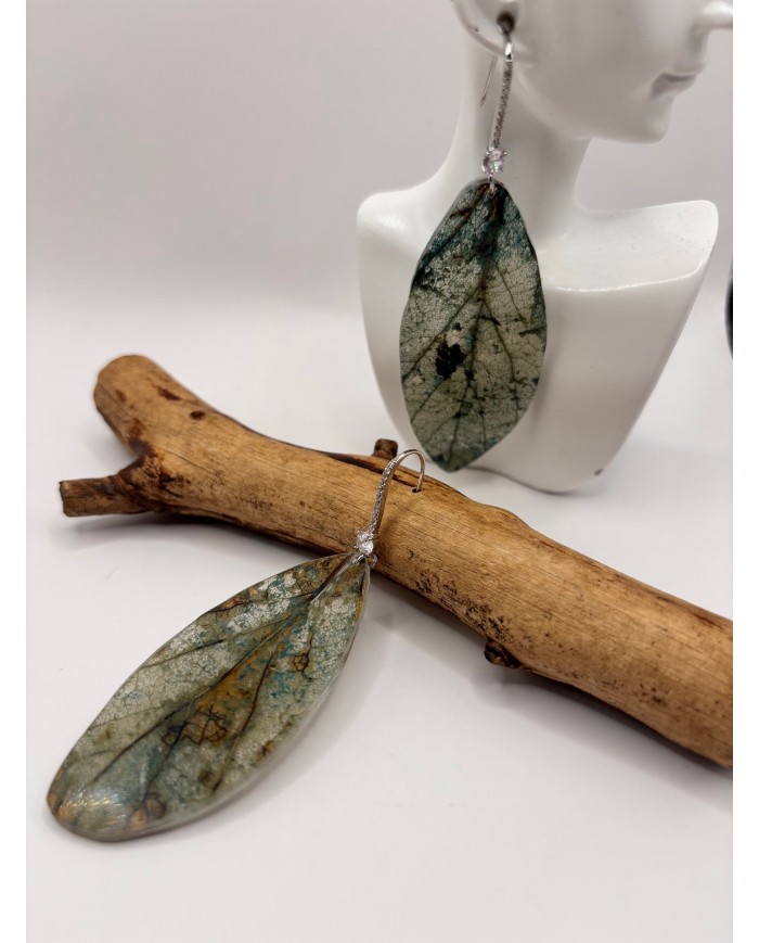 PENDIENTES ARTESANOS DE HOJA NATURAL ESQUELETIZADA