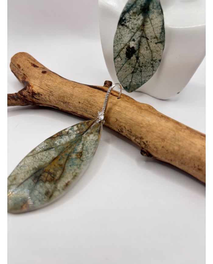 PENDIENTES ARTESANOS DE HOJA NATURAL ESQUELETIZADA