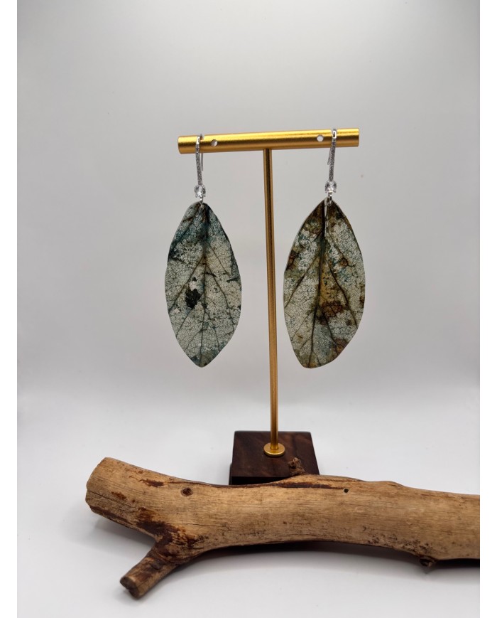 PENDIENTES ARTESANOS DE HOJA NATURAL ESQUELETIZADA
