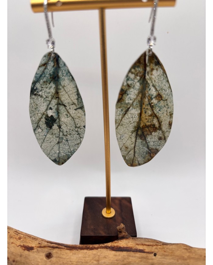 PENDIENTES ARTESANOS DE HOJA NATURAL ESQUELETIZADA