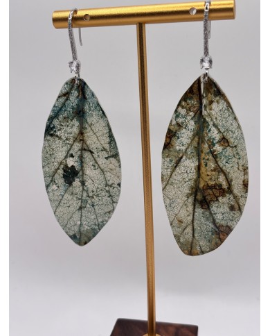 PENDIENTES ARTESANOS DE HOJA NATURAL ESQUELETIZADA