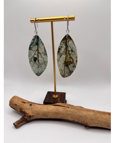 PENDIENTES ARTESANOS DE HOJA NATURAL ESQUELETIZADA