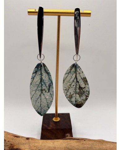 PENDIENTES ARTESANOS DE HOJA NATURAL ESQUELETIZADA