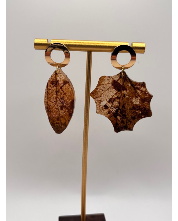 PENDIENTES ARTESANOS DE HOJA NATURAL