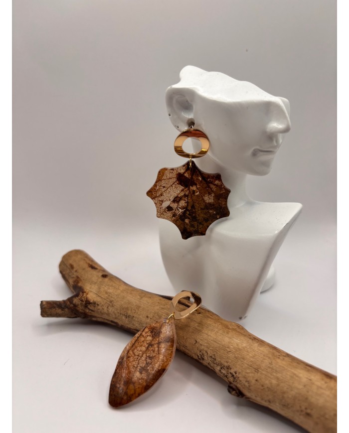 PENDIENTES ARTESANOS DE HOJA NATURAL