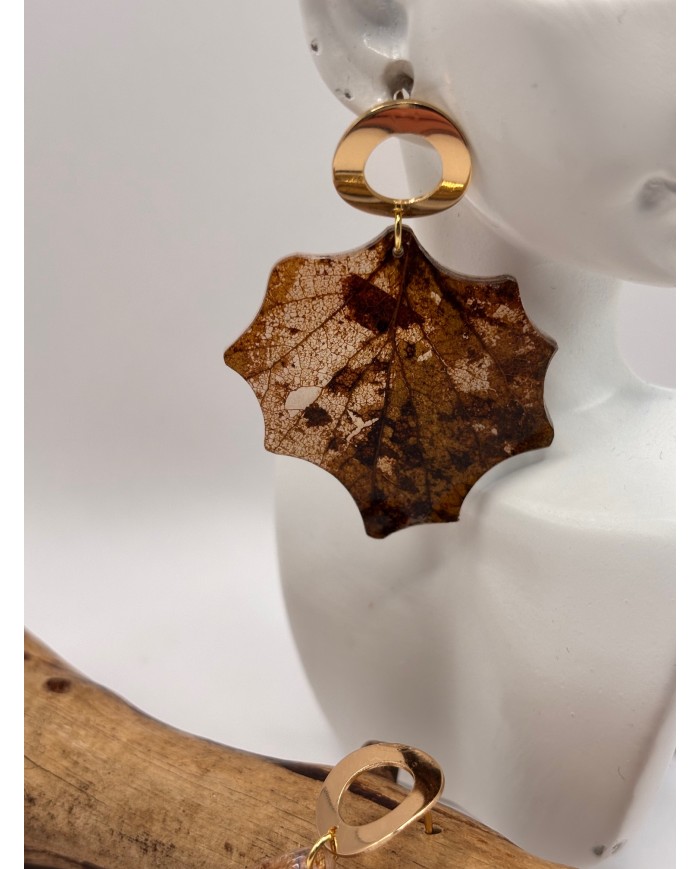 PENDIENTES ARTESANOS DE HOJA NATURAL