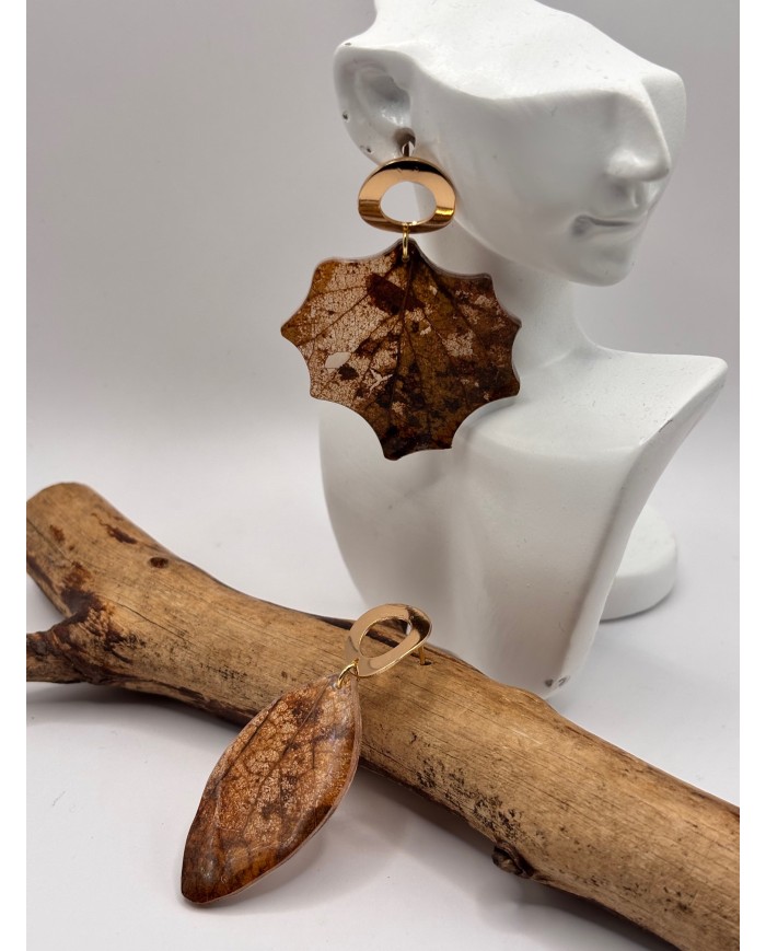 PENDIENTES ARTESANOS DE HOJA NATURAL