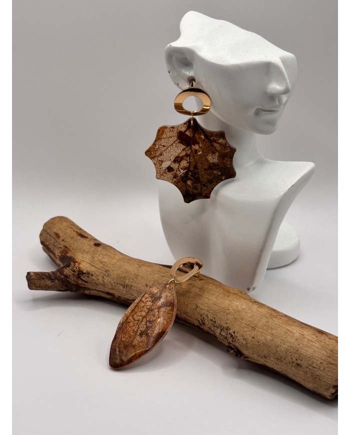 PENDIENTES ARTESANOS DE HOJA NATURAL