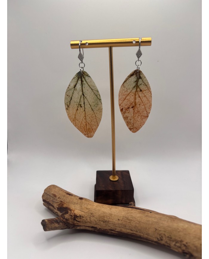 PENDIENTES ARTESANOS DE HOJA NATURAL