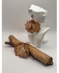 PENDIENTES ARTESANOS DE HOJA NATURAL ESQUELETIZADA