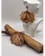 PENDIENTES ARTESANOS DE HOJA NATURAL ESQUELETIZADA