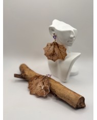 PENDIENTES ARTESANOS DE HOJA NATURAL ESQUELETIZADA