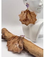PENDIENTES ARTESANOS DE HOJA NATURAL ESQUELETIZADA