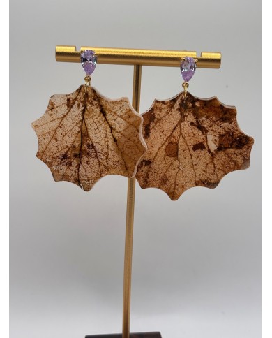 PENDIENTES ARTESANOS DE HOJA NATURAL ESQUELETIZADA