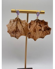 PENDIENTES ARTESANOS DE HOJA NATURAL ESQUELETIZADA
