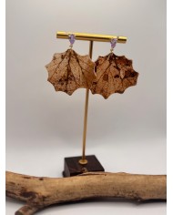 PENDIENTES ARTESANOS DE HOJA NATURAL ESQUELETIZADA