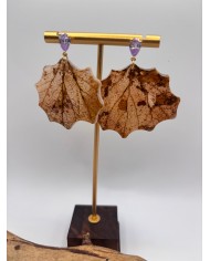 PENDIENTES ARTESANOS DE HOJA NATURAL ESQUELETIZADA