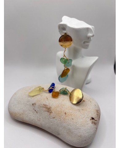 PENDIENTES DE CRISTAL MARINO