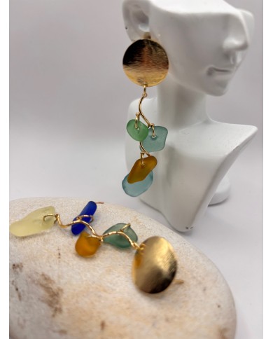 PENDIENTES DE CRISTAL MARINO