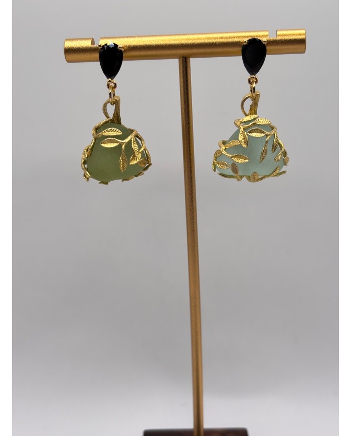 PENDIENTES ARTESANOS DE CRISTAL MARINO
