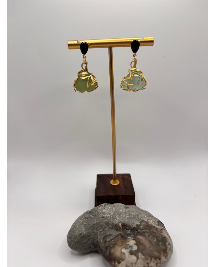 PENDIENTES ARTESANOS DE CRISTAL MARINO