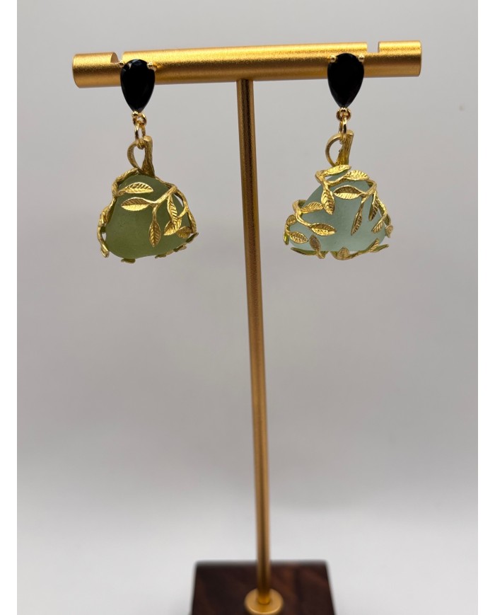 PENDIENTES ARTESANOS DE CRISTAL MARINO